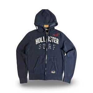 Hollister Men's Blue Surf Hoodie Medium Full Zip Sweater